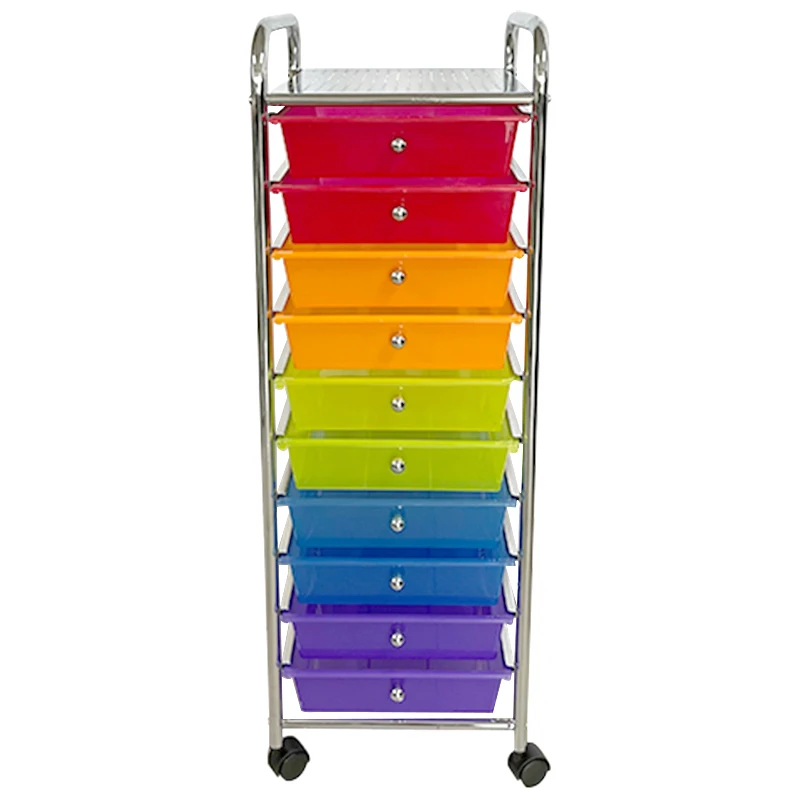 Modern  Classics Multi Color 10 Plastic Drawer Storage Organizer Cart Cabinet Chest Of Drawers for Home