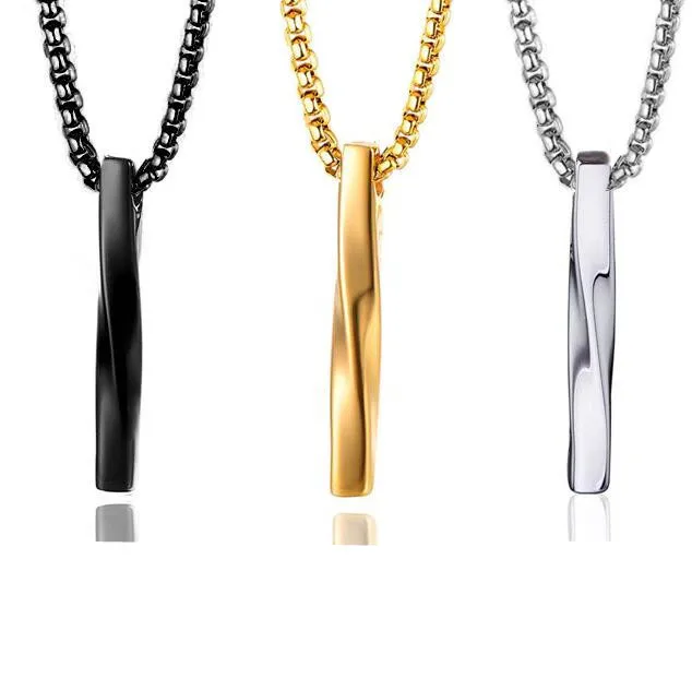 2022 Summer Hot Sale Gold Stainless Steel Chain Men Hip Hop Bar Pendant Minimalist Necklace