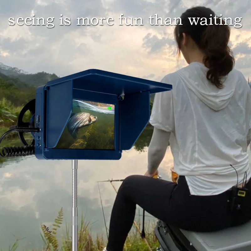 ANICCOM 2024 New Arrival 5 inch Visual Fish Finder 45m Underwater Video Probe Camera Muddy Water Night   Screen