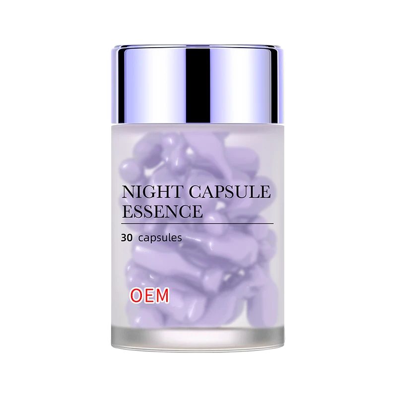 High Quality Private Label Blue Copper Peptide Anti Aging Hyaluronic Acid Repair Face Serum Capsule Sleep night essence capsules