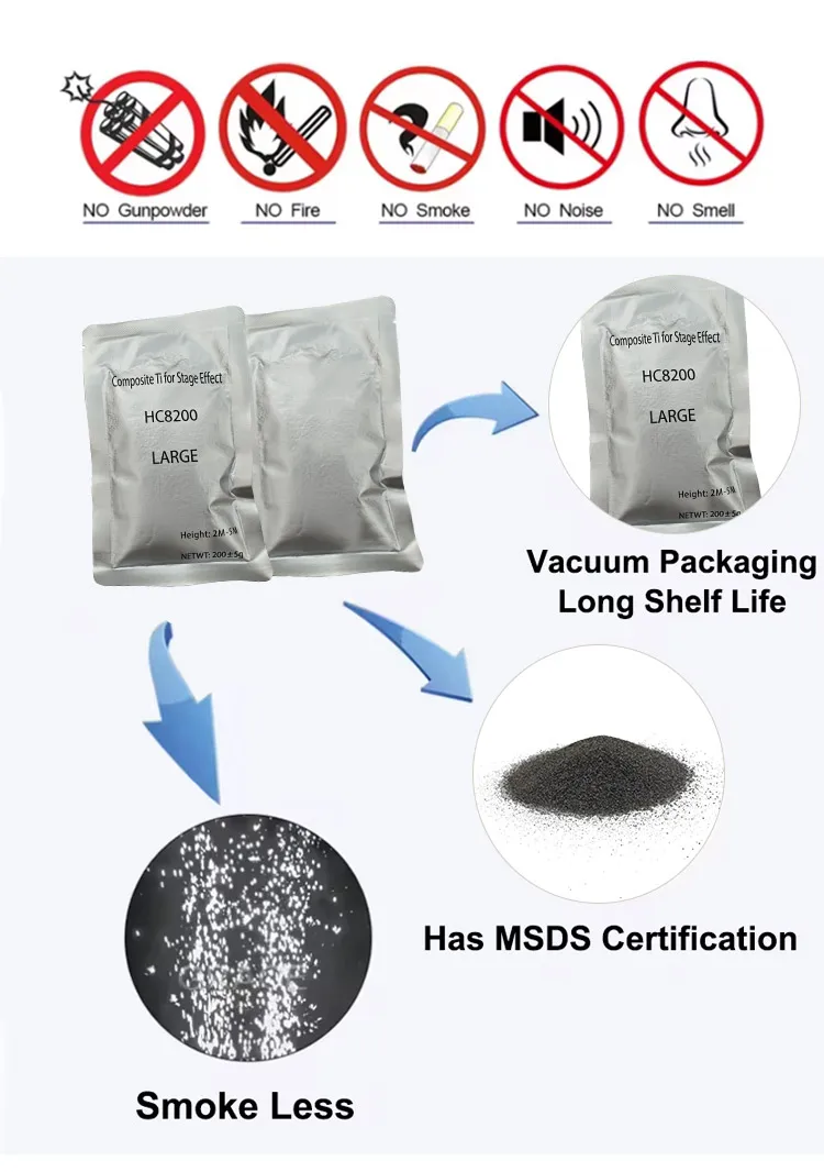 Msds 200g pyrotechnics stage composite pure firworks sparkler cold spark machine polvere di titanio metal titanium ti powder
