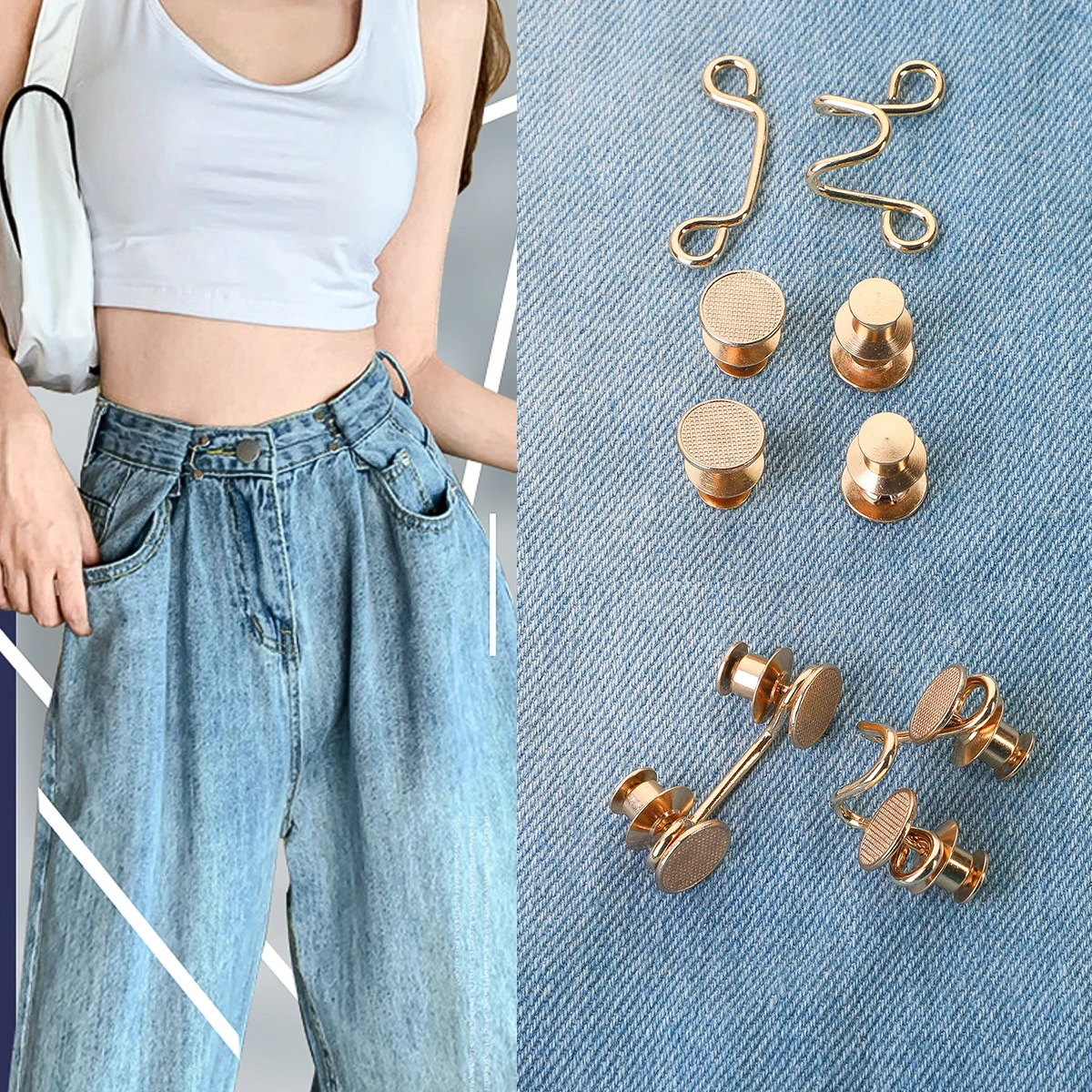 
Nail-free Waist Buckle Adjustable Snap Fastener Adjust Waistline Detachable Retractable Nailfree pant Button new 