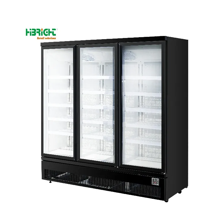 Commercial Supermarket Upright Cold Chiller Freezer with Glass Doors