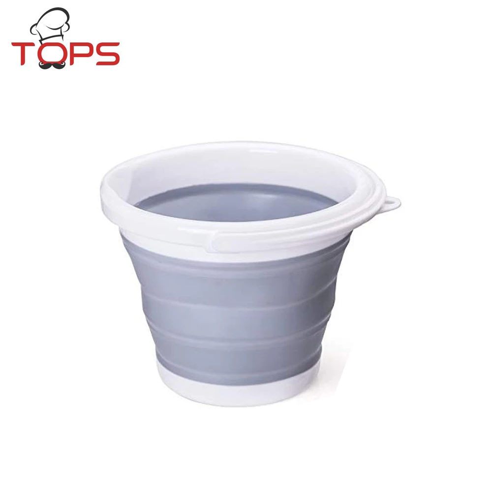 10L Collapsible Mop Bucket with Handle,Portable Fishing Water Pail,Silicone Car Wash Bucket for Camping