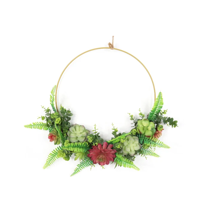 Door Floral Hoop Wreath Wedding Decor Artificial Rose Flowers And Eucalyptus Garland Metal Ring Wreath Farmhouse Decoration