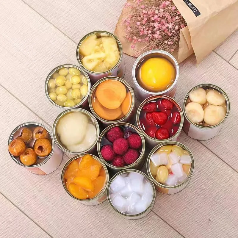 Empty food tin jar Exquisite Pack Canned Fruit Fresh Kiwi Orange Round Tin Can with easy open lid