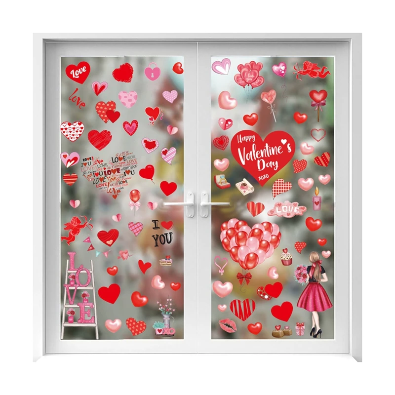 Китай производитель стикеров Легко съемный электростатический стеклянный декоративный стикер на день Святого Валентина