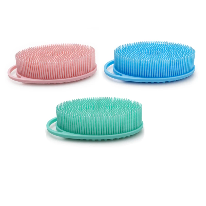 Soft scalp massager shampoo massage brush baby silicone shower bath brush body scrubber with handle