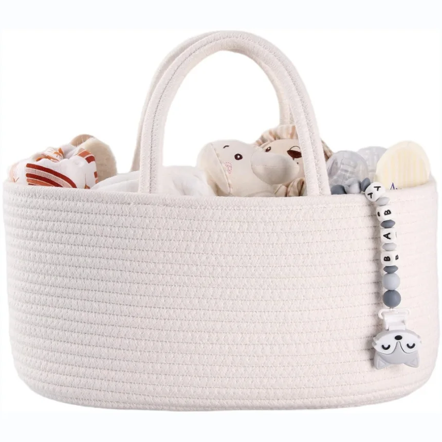 Wholesale Toy Storage Woven Cotton Rope Basket  Nursery Diaper Basket Storage Bin for Nursery Essentials