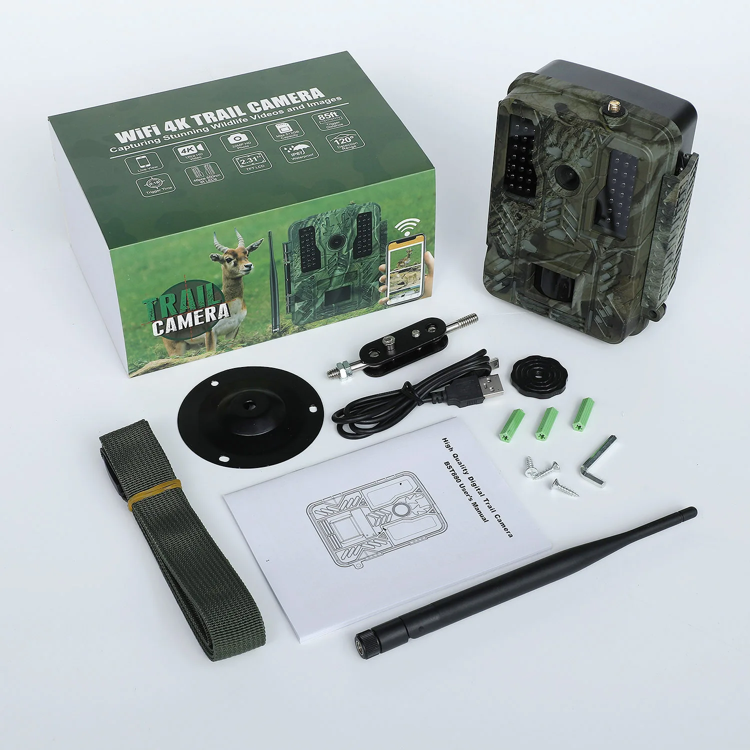 BSTCAM Wholesale Wifi  Bluetooth 4K 32MP Hunting Camera  App Control Waterproof Trail Camera For Watch Wildlife