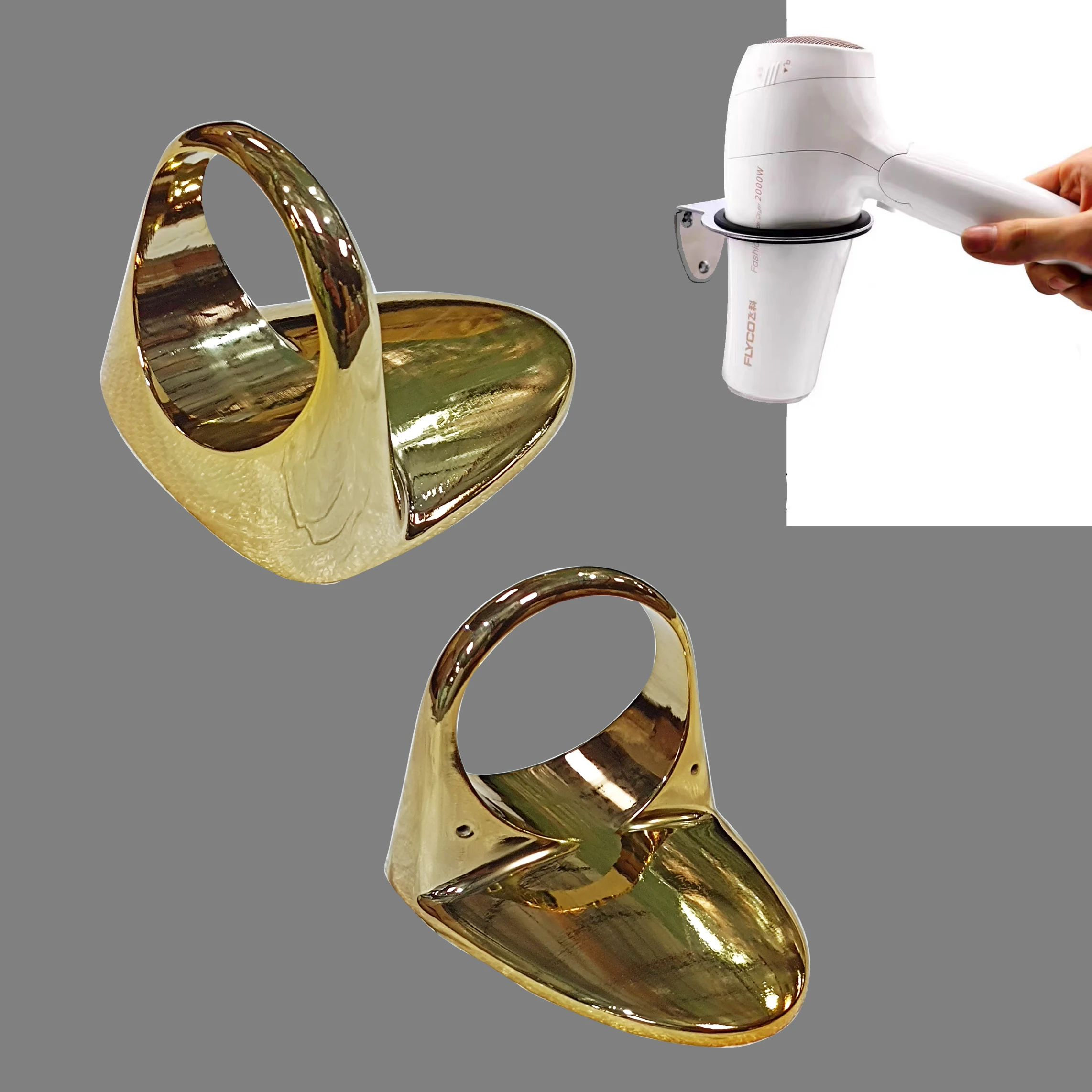 Cheap Salon Chair Accessories Aluminium Hair Dryer Bracket Rack Wall Mounted Metal Hair Dryer Holder