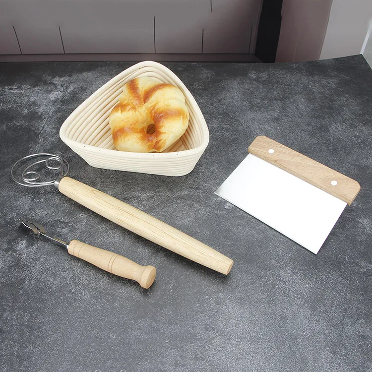 Natural Rattan Fermentation Sourdough Bread Proofing Basket Set Bread Making Kit Supplies With Linen Liner Bag for Bakers