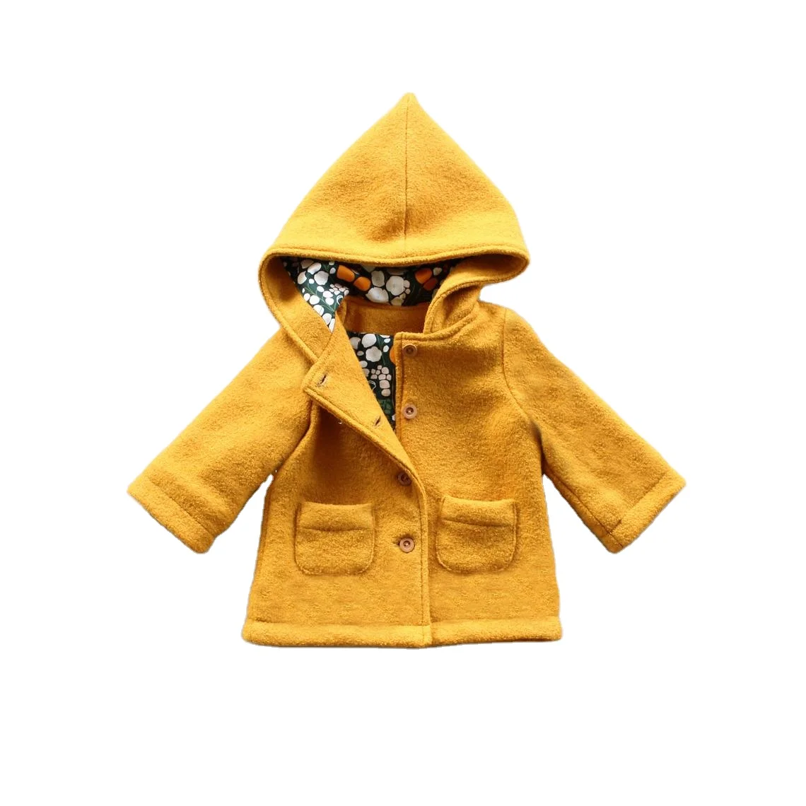 
Children Girl Winter Hooded Coat Cotton Fabric Pure Pattern Casual Style Kids Clothes 