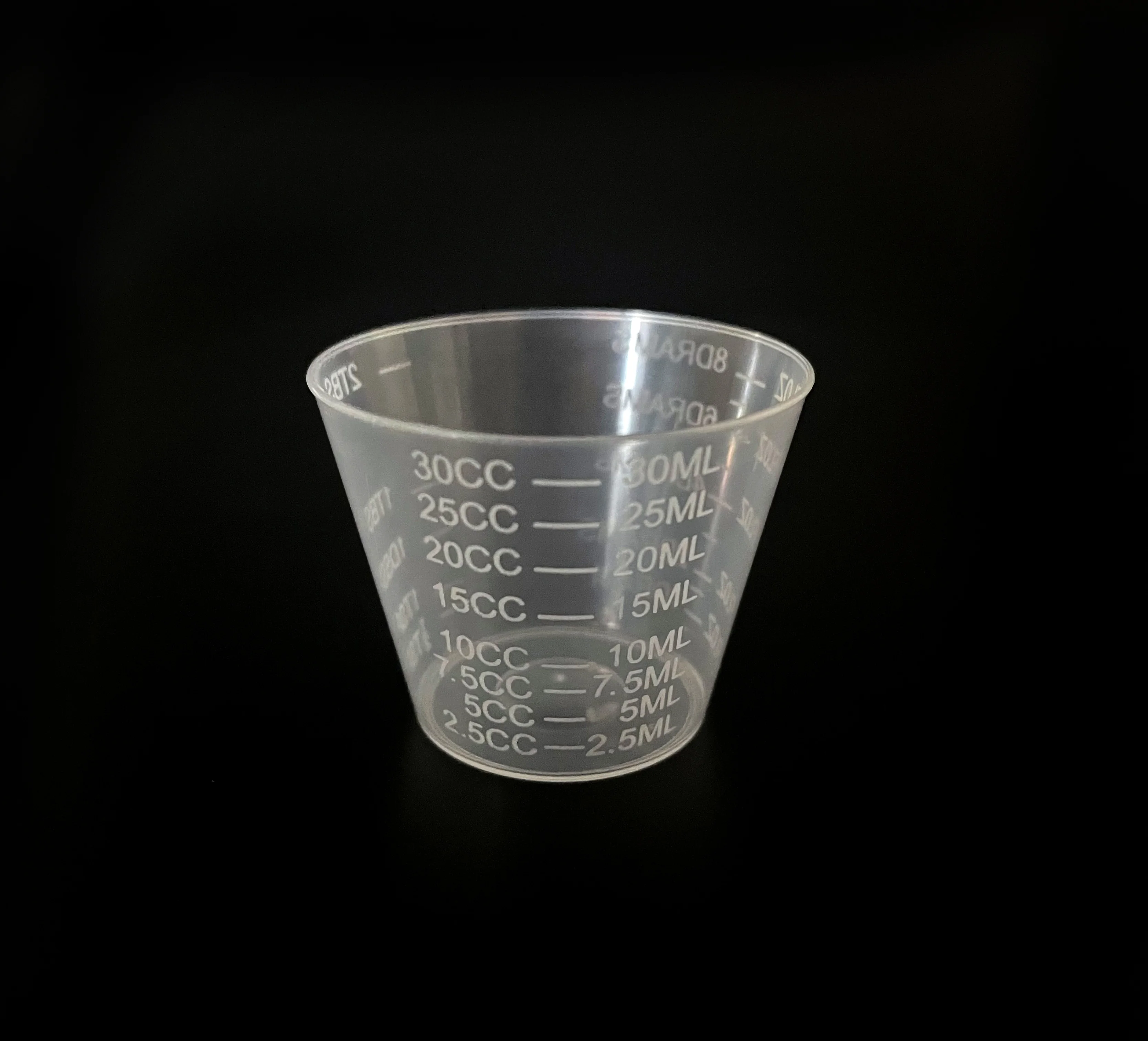 30 мл пластиковый мерный стакан для лаборатории со шкалой или без