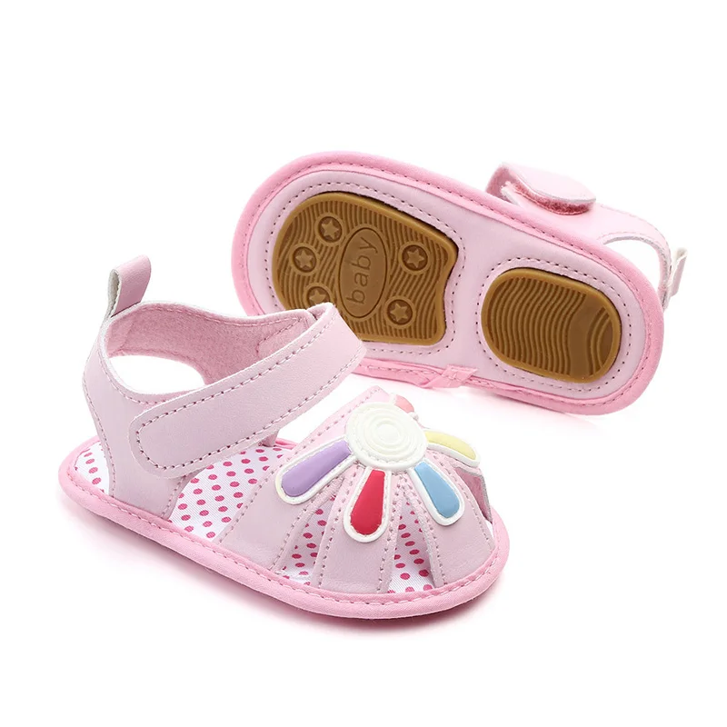  Cute Baby Girl Sandals Pu Leather Newborn Toddler Girls Soft Sole Non-Slip Infant Summer