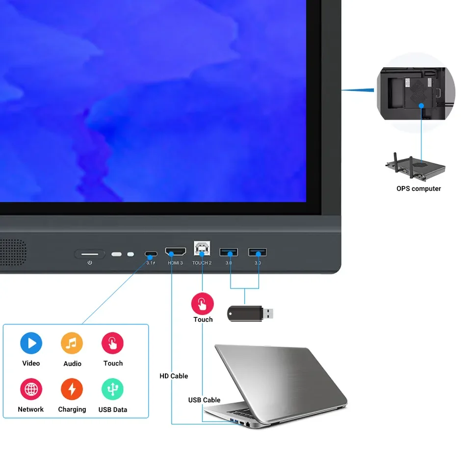 Manufacturer 110 inch Finger Multi Touch Screen Digital LCD  School Used Smart Interactive Board