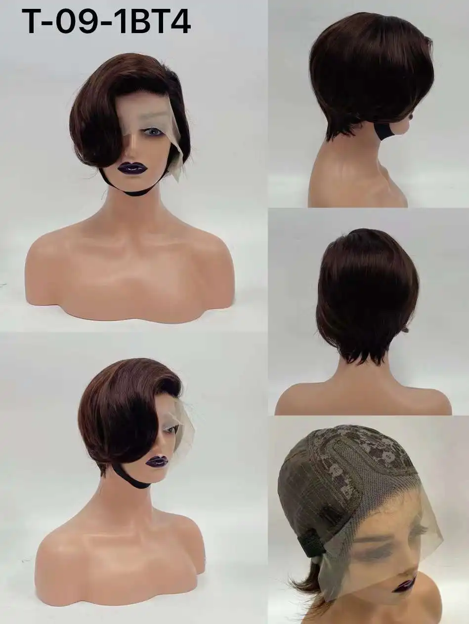 Jennifer Fashion Double Drawn Short Black Woman Weaf Virgin Brazilian Lace Front Braid 100 Bob Wig Human Hair