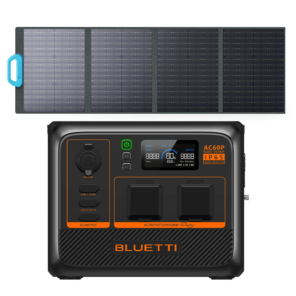 Bluetti AC60P портативная электростанция 600 Вт с PV120 солнечная панель генератор переменного тока энергия