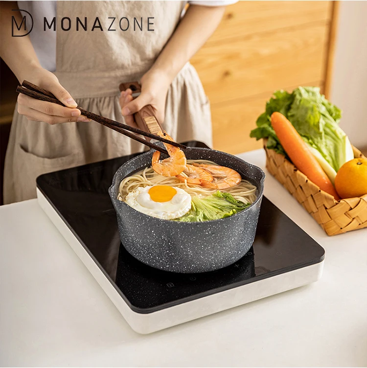 MONAZONE антипригарная Кастрюля из медицинского камня, бытовая индукционная плита, газовая плита, плоская кастрюля для приготовления пищи
