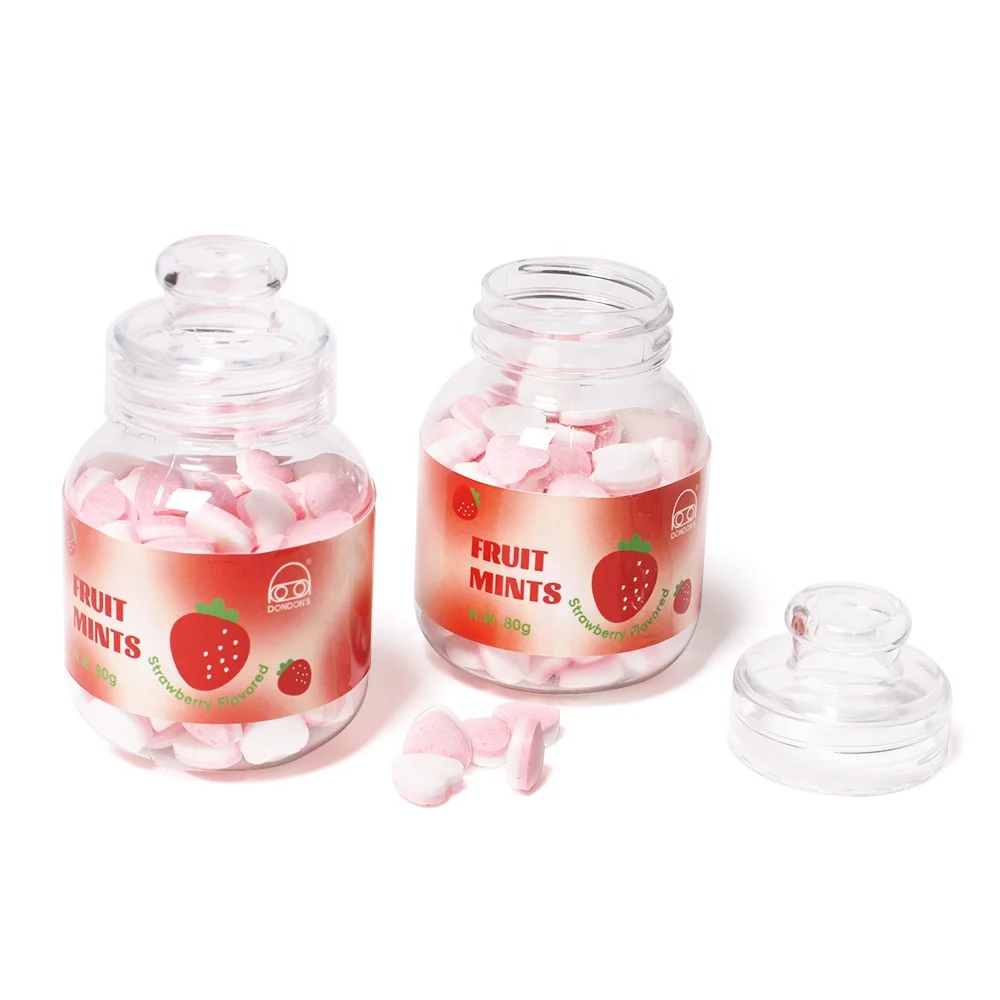 80g fruity candy confectionery sour candies sweets vitamin c candy  in plastic jar for children