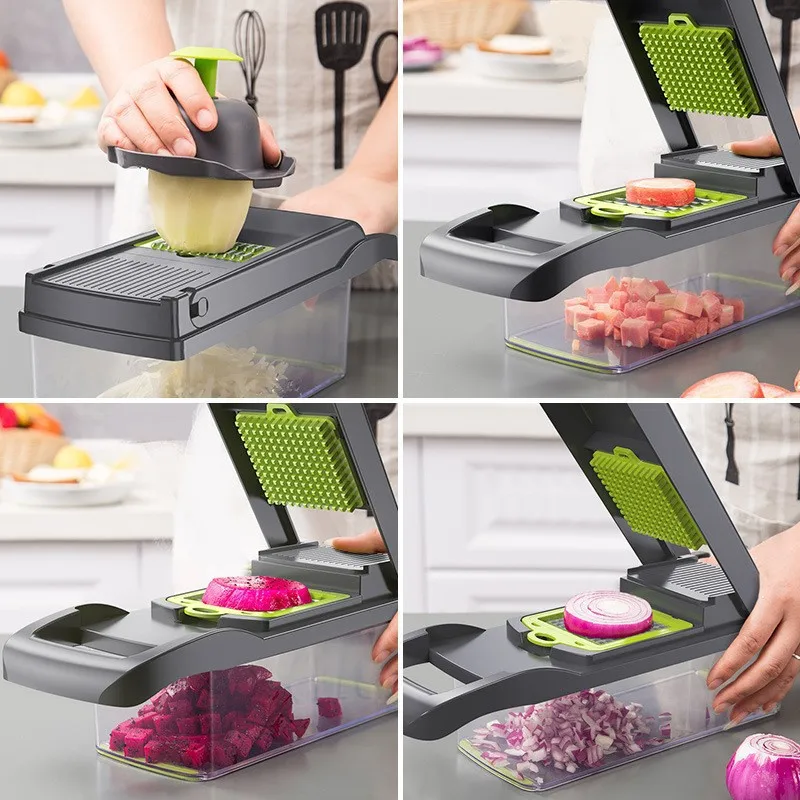 Hot Selling Kitchen Multi 12 in 1 Manual Mandoline Fruit Vegetable Cutter Onion Dicer Veggie Slicer Vegetable Chopper