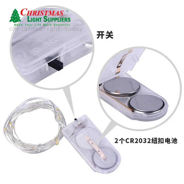 
2m 6.6FT 20 LED Battery CR2032 Fairy Dewdrop Warm White Starry Christmas Wedding Party String Lights 