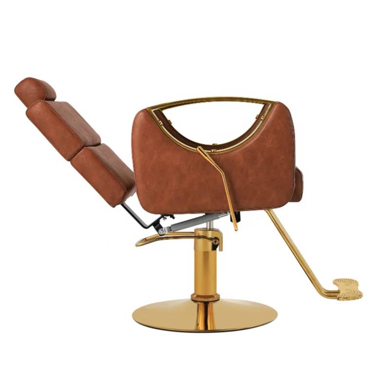 Wholesale custom modern fashion hair salon furniture gold brown salon chair reclinable chair for shaving eyelash