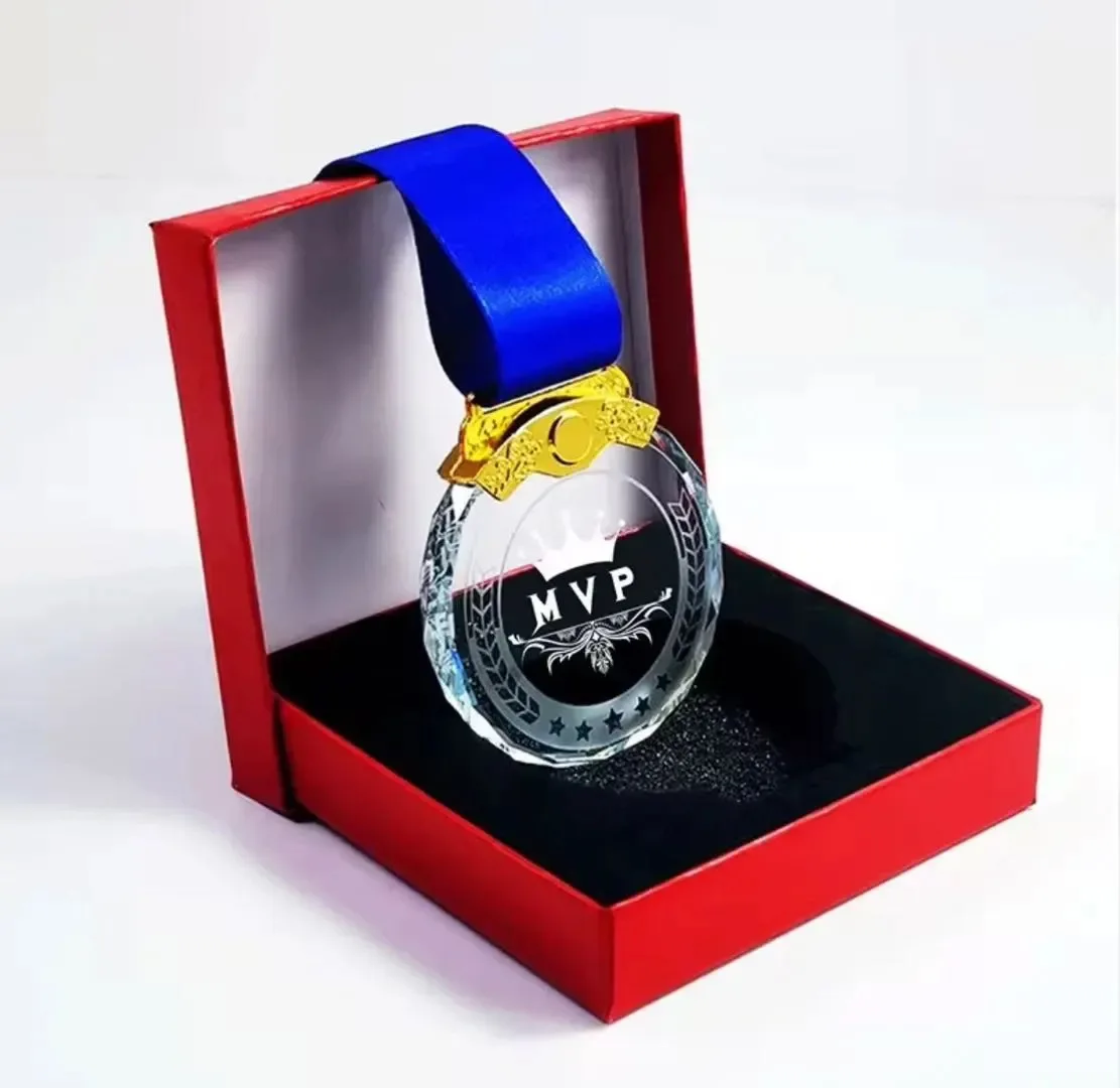 MH-NJ0165 Personalized Gold Silver Bronze 5cm 6cm 7cm 8cm Round Custom High End MVP Crystal Sports Medal