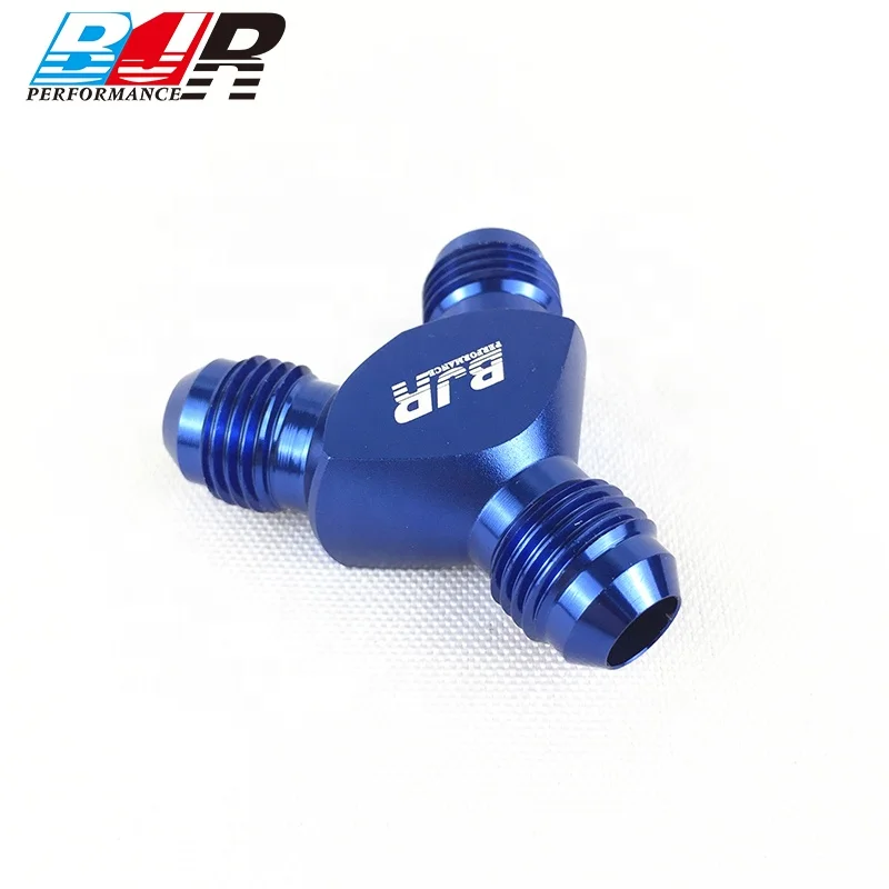 BJR Car Modification Parts Aluminum AN6 Y Adapter AN Male Flare Union Fuel Hose Fitting Connector