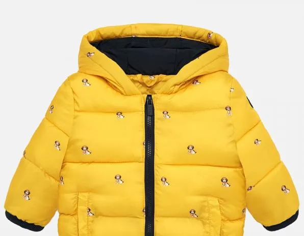 Quilted bandana shoulder denim  puffer genuine leather girls padding jacket