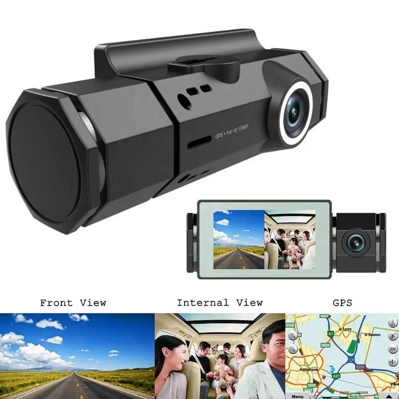 Видеорегистратор dvr gps с двумя камерами ночного видения автомобильная камера видеорегистратор радар-детектор оптовая
