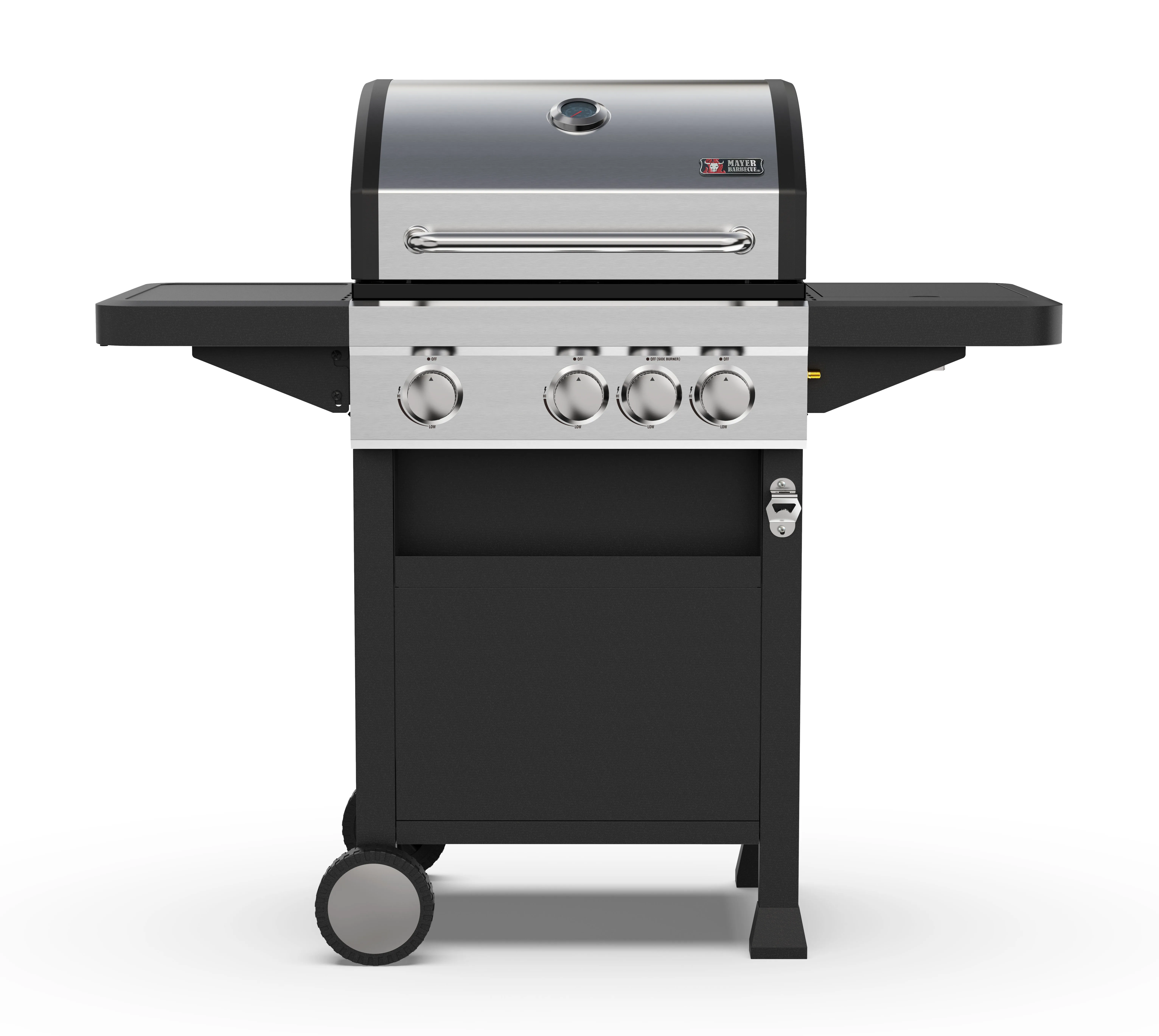 Outdoor 3-Burner Propane Gas Grill Cart Style Gas BBQ Grill Smokeless Gas Barbecue Grill Stainless Steel