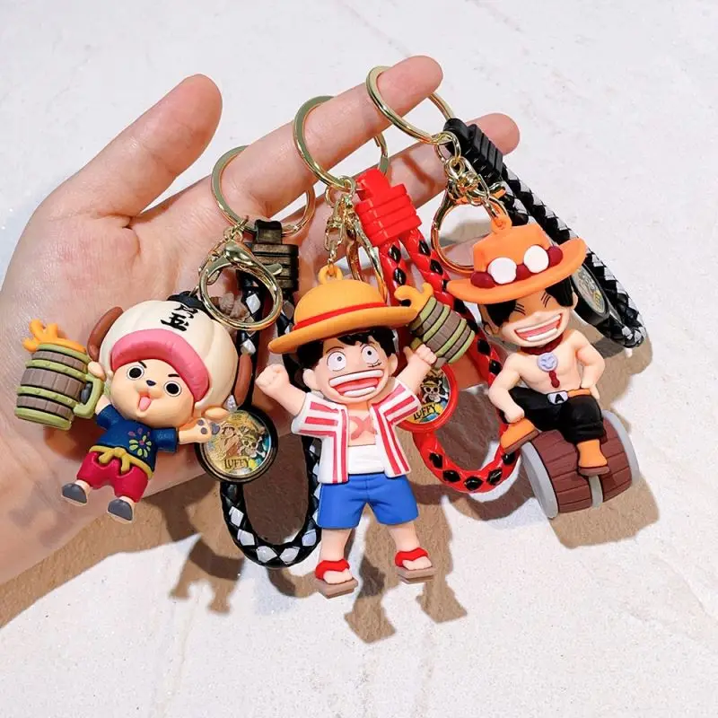 New 56 Styles One Pieces Series Gift PVC Rubber 3D Gear 5 Luffy Zoro Nami Cartoon Keychain Silicone Key Chain Ring