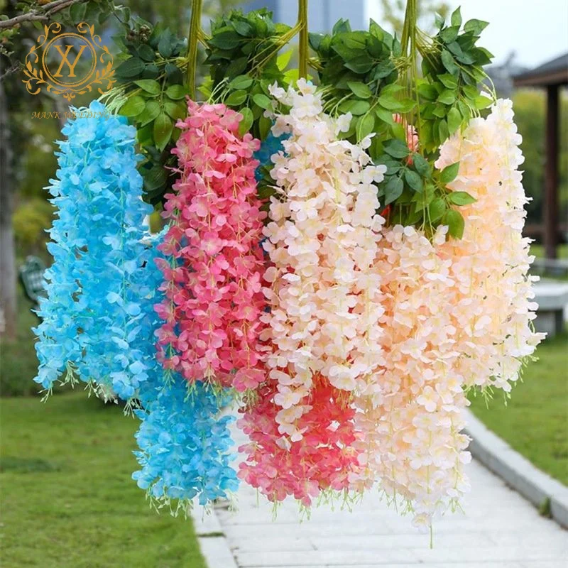 Wholesale Simulation Flower Wisteria Flower Rattan Decorative Artificial Flower Bouquet for Wedding Ceiling Decoration