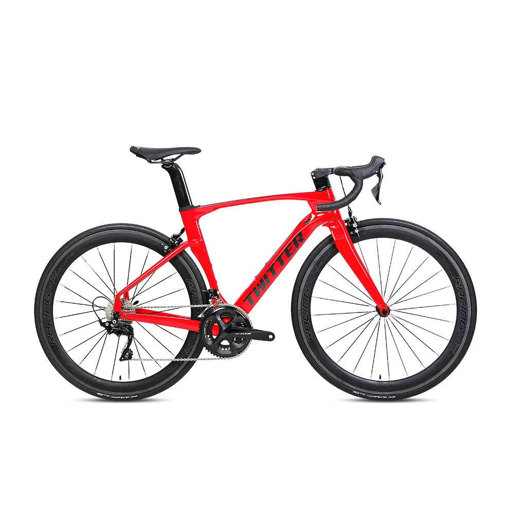 TWITTER Road Bike Shimano R7000-22S 50mm Carbon Wheels Integrated Handlebar Carbon Frame Road Bike Aero Road Bike