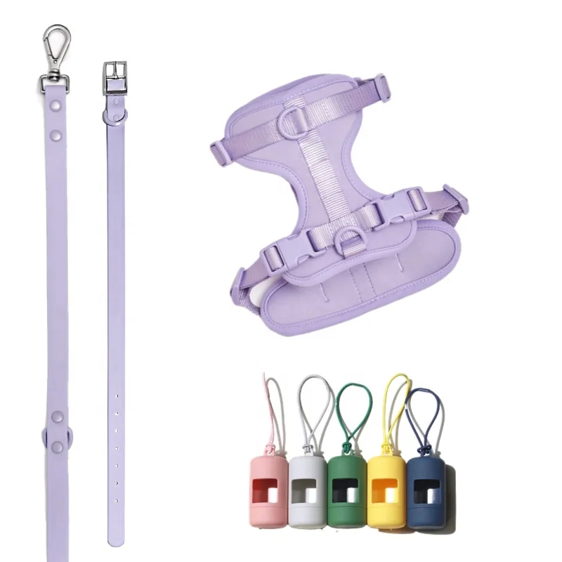 Бесплатный образец, Заводские поставки, изготовленный на заказ, экологически чистый, легкий, прочный, мягкий ПВХ, водонепроницаемый собачий поводок, ошейник, набор поводков