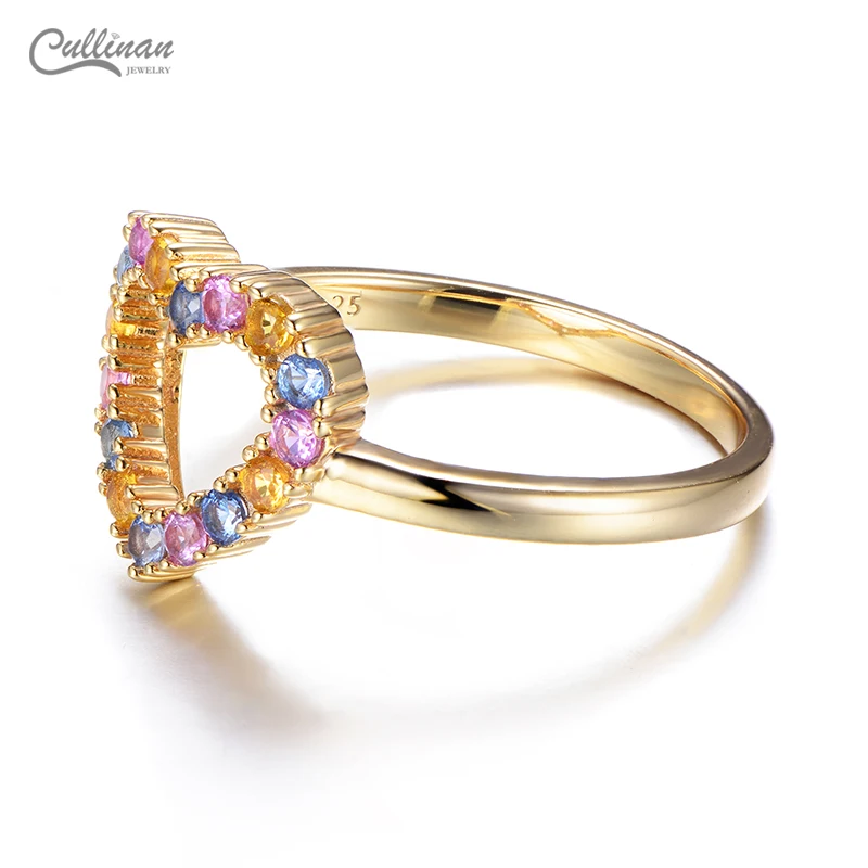 High Quality 925 Silver Gold Plated Fashion Jewelry Lady Jewelry Statement Ring Color CZ heart shape Rings  Women Gifts Ring