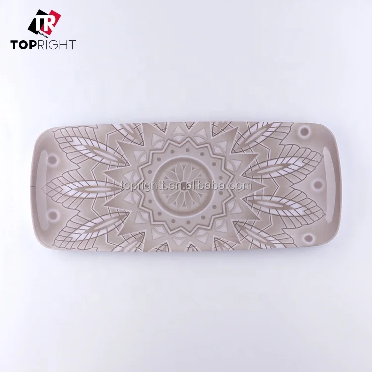 Custom high quality Print Blue Melamine Plastic Sweet Serving fruit snack Tray