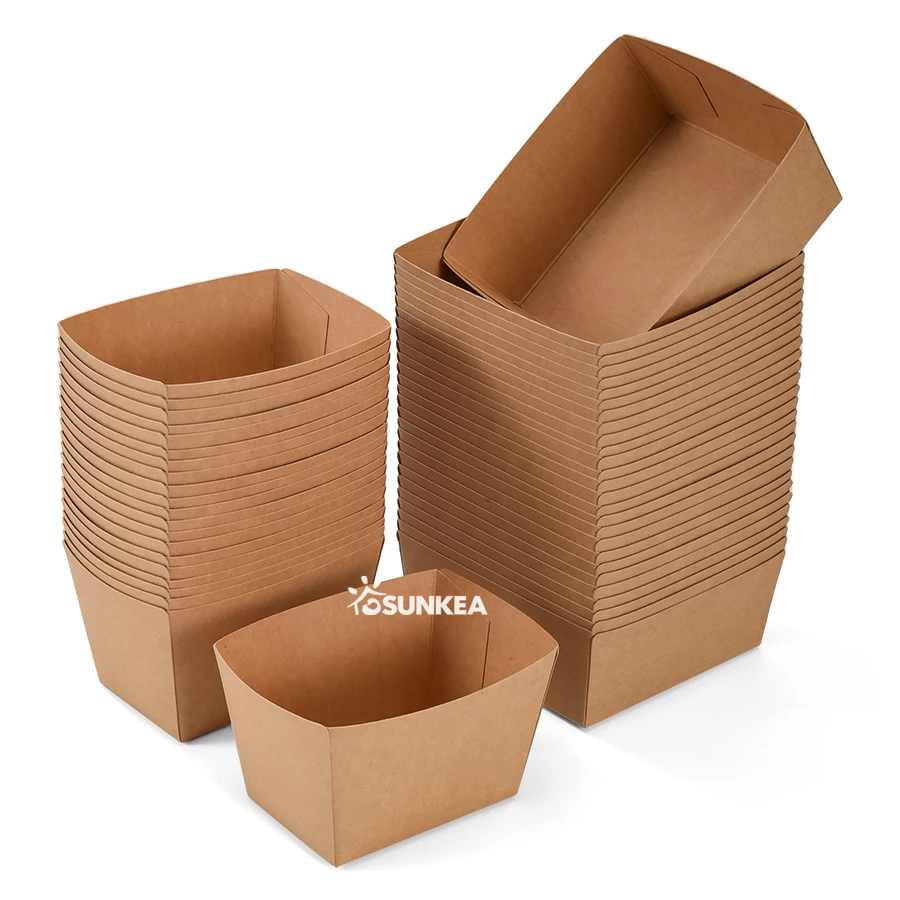 Wholesale Disposable Take Away Food Grade High Quality Customized LOGO Printing paper food tray