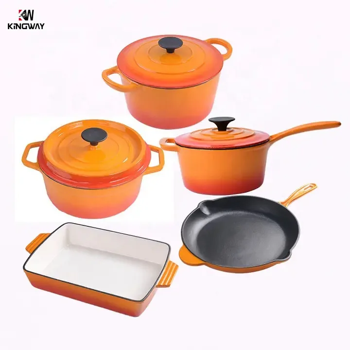 Wholesale high quality home kitchen custom cooking nonstick enamel cast iron cookware sets