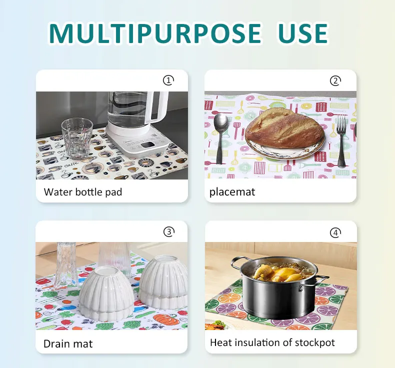 Custom Absorbent Microfiber Kitchen Mat Dish Drying Mat For Kitchen Sink Drainer Microfiber Cushion Pad