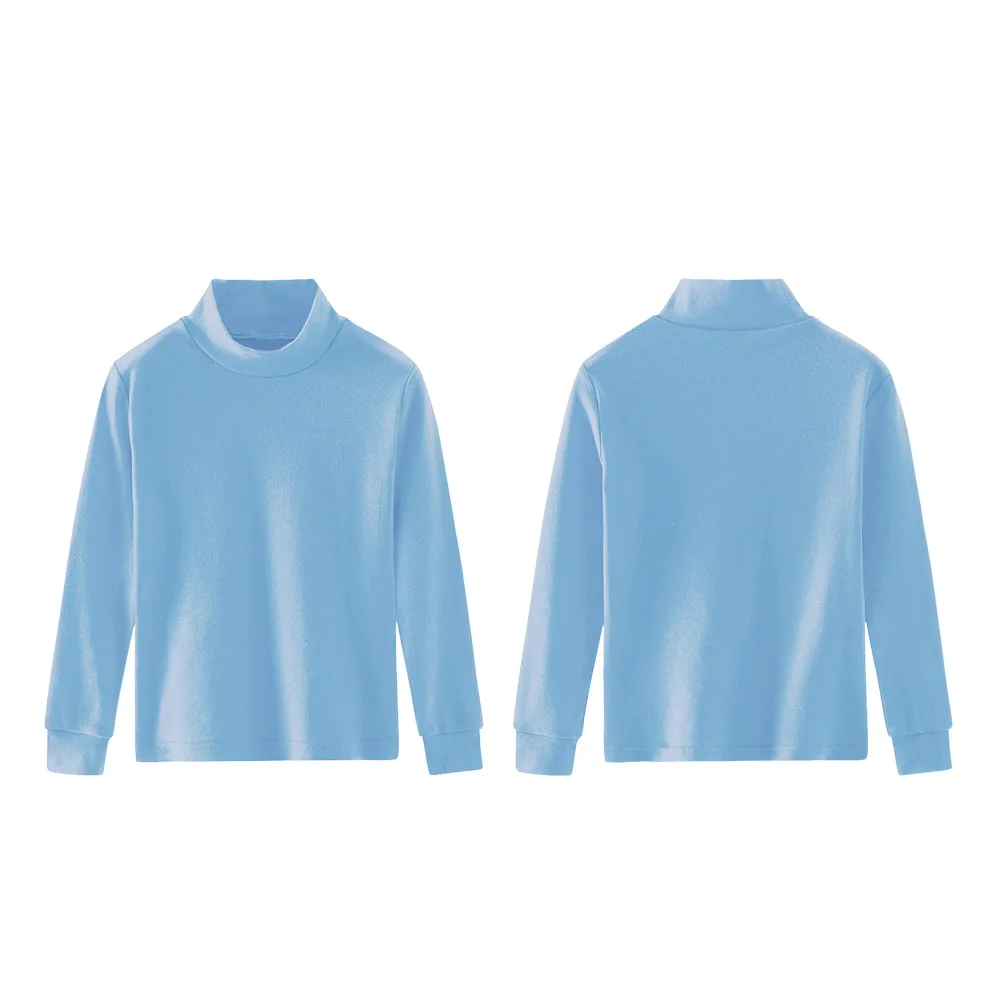 Autumn Custom Print Plain Long Sleeve Kids Unisex T Shirt Cotton Boys Mock Turtleneck Shirts