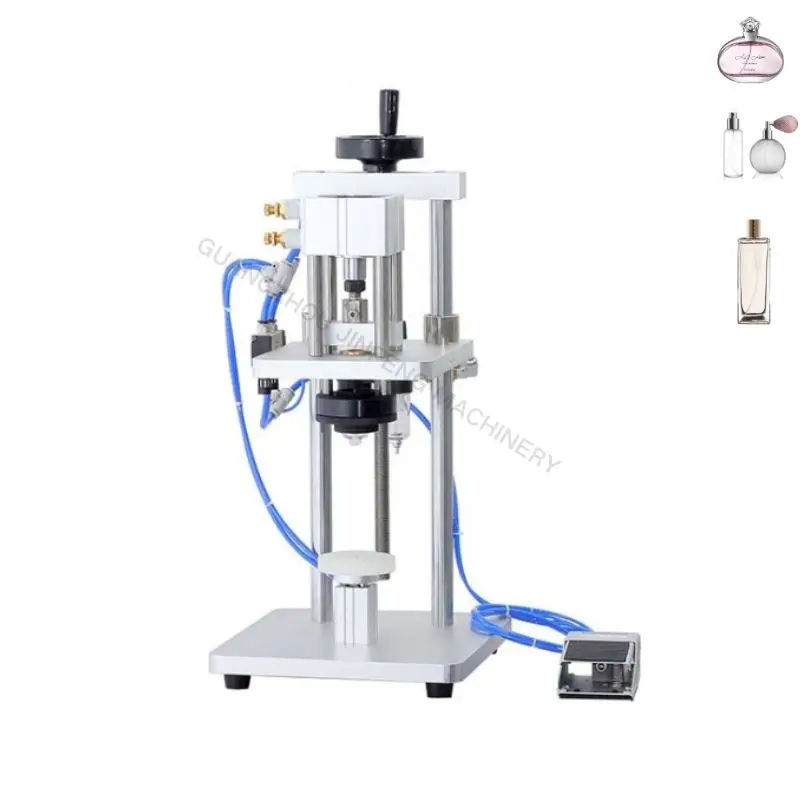 Manual Hand Pedal Control Pneumatic Perfume Crimping Machine Glass Perfume Bottle Capper Perfume Crimping Cool