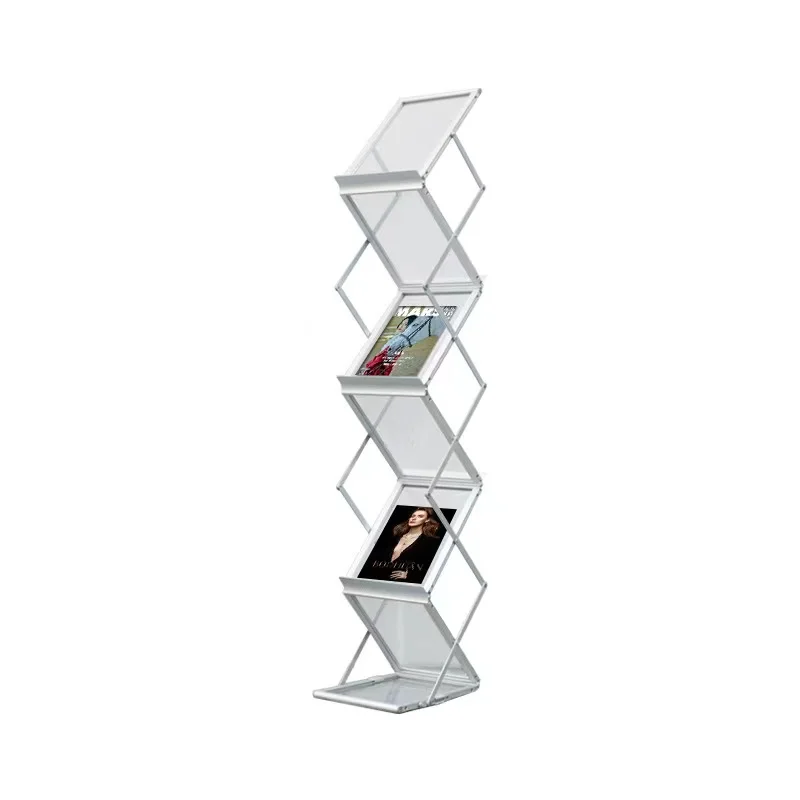 Double sided Literature Display  Promotional A4 Fold-able Display rack Brochure holder 6 pocket Layers  Portable Stand