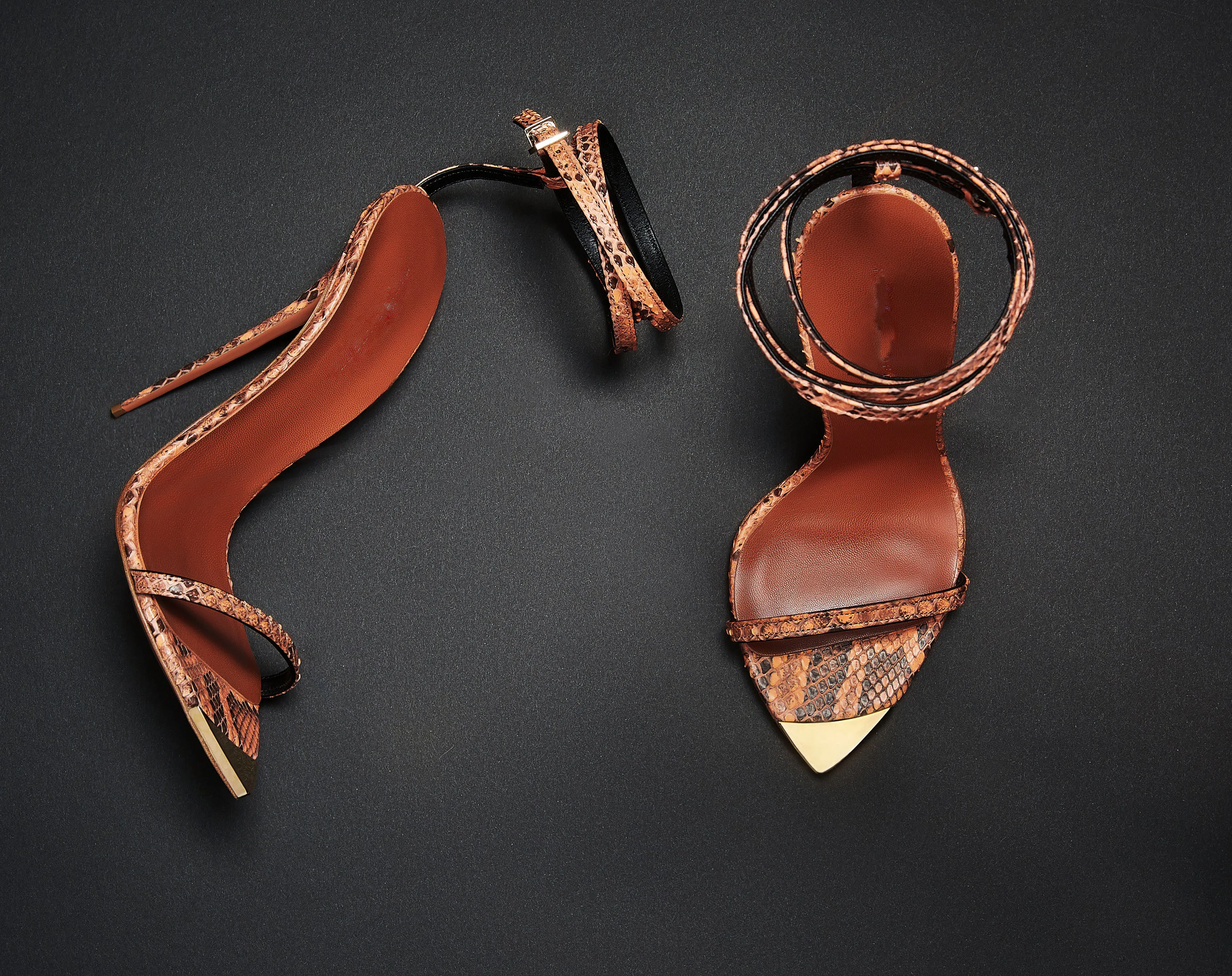 New arrival new design ankle strap snake leather ladies spike heels sexy lady shoes women Heeled Sandals