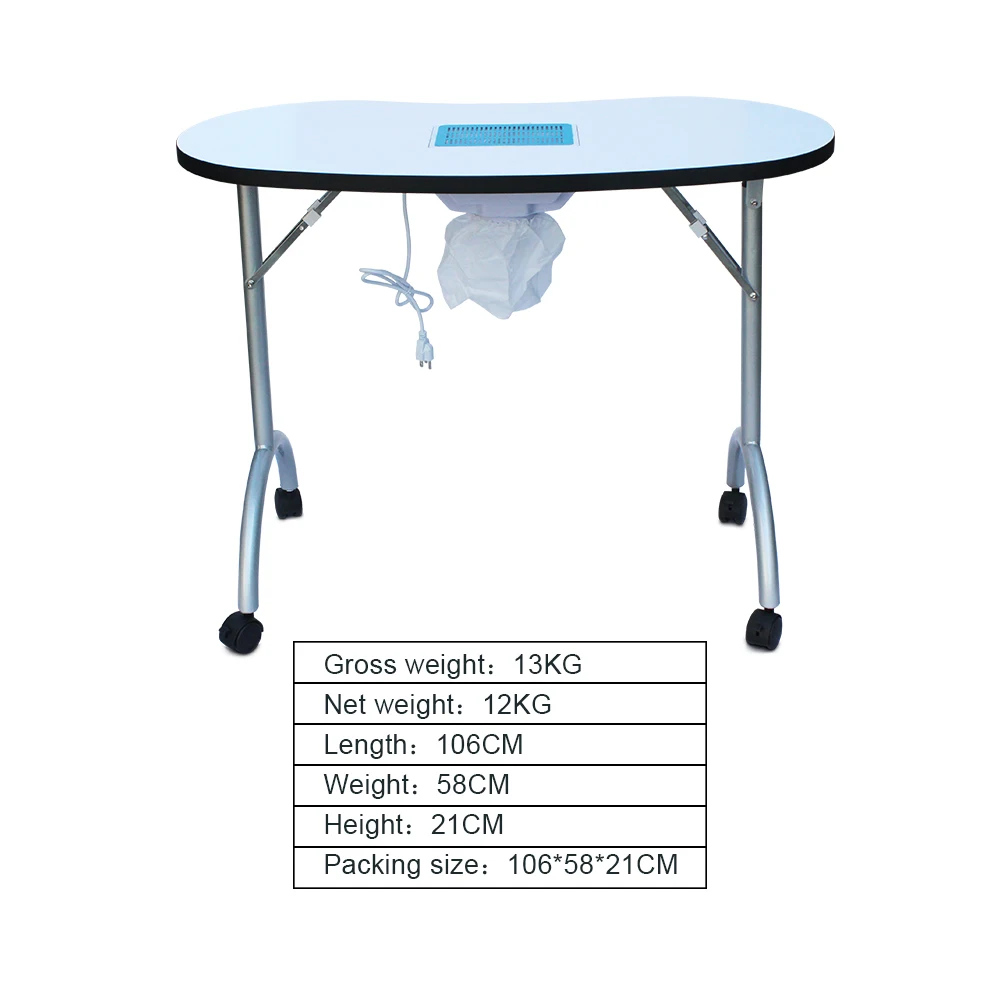 Modern Cheap Beauty Spa Salon Furniture Portable Folding Nail Manicure Table With Fan