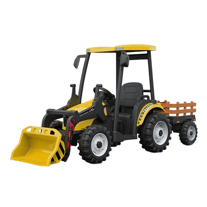Wholesale Electric Bulldozer Child Truck with Rear Trailer 12V Kids Car Entertaining Agricultural Vehicles