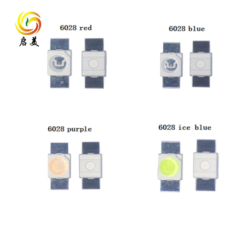 Оптовая продажа SMD 6028 светодиод 0 06 Вт 2 20MA RGB желтый янтарь красный фиолетовый зеленый белый синий чип для освещения автомобиля