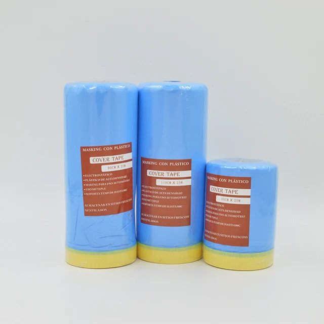 Wholesale pe plastic masking film for autocarboat painting, auto paint plastic masking film pre taped