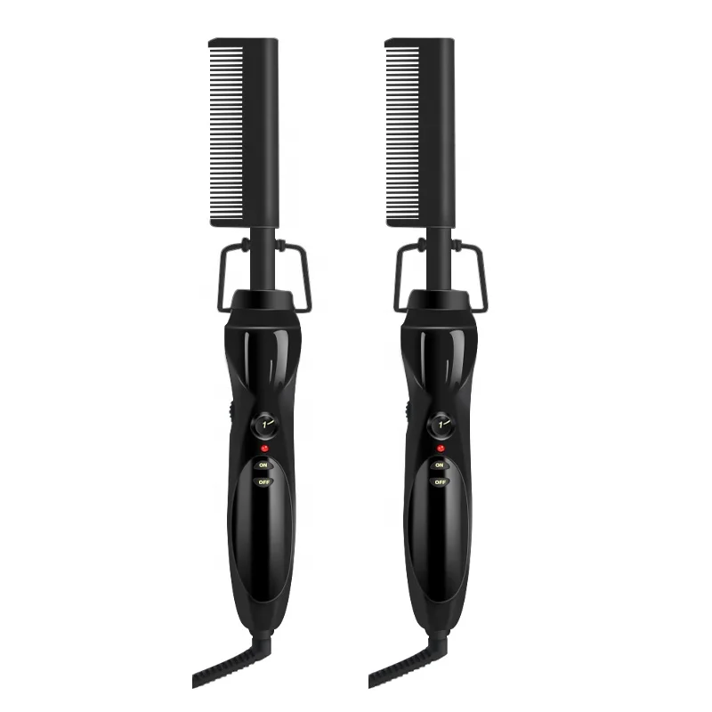 
High Heat Safety Electric Comb Private Label Hair Straightener Pressing Hot Comb 